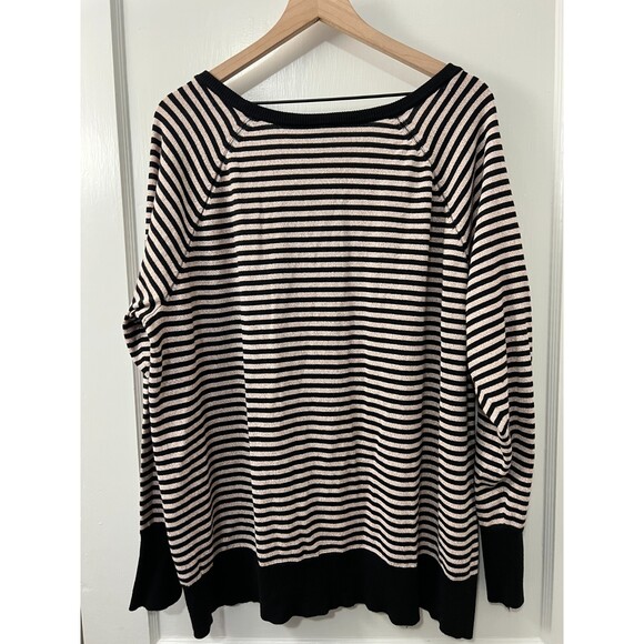 Lane Bryant Women's Black Gold Sparkle Striped Cardigan Sweater Size 26 / 28 - Picture 2 of 9